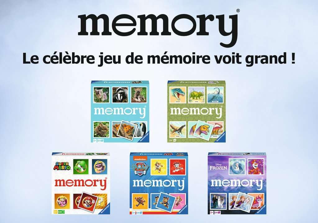 Ravensburger Super Mario Large Memory Game - 64 Cards, 32 Pairs for Kids 3+ | Family Travel Fun