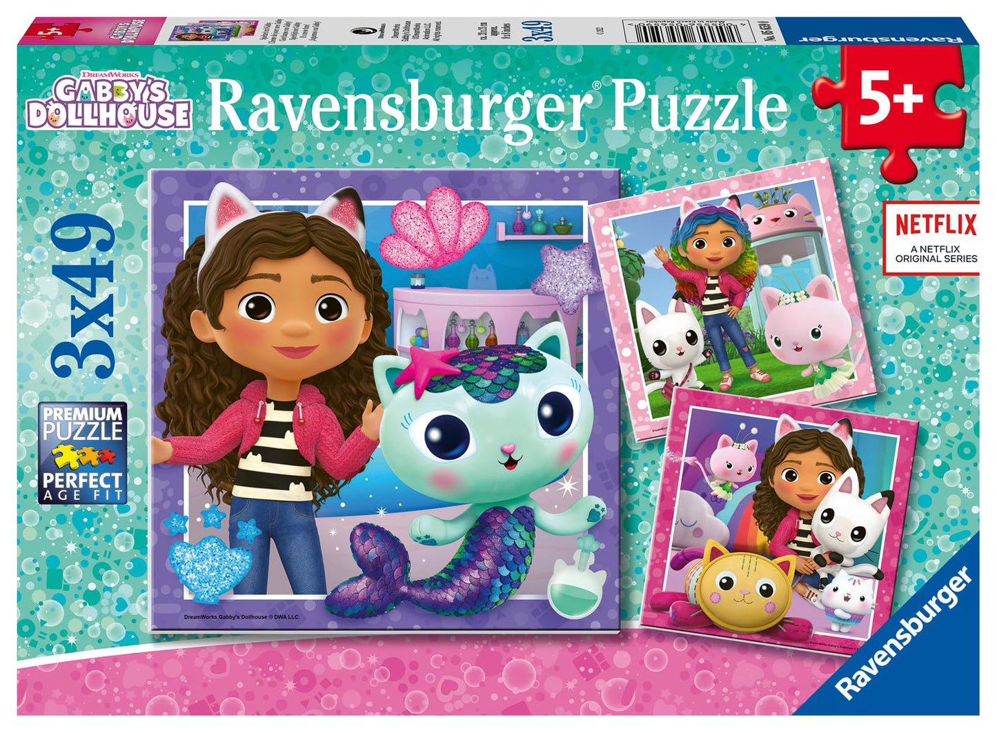 Ravensburger Gabby's Dollhouse 3x49-Piece Puzzles for Kids | Screen-Free Focus and Imagination