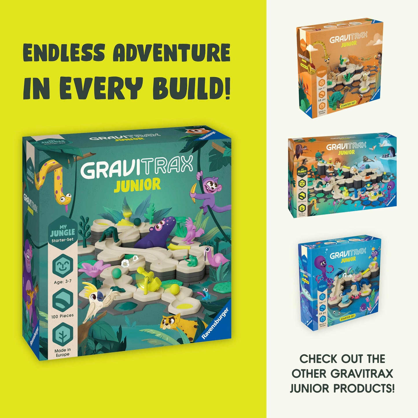 Ravensburger GraviTrax Junior Starter Set - My Jungle | STEM Marble Run for Ages 3+