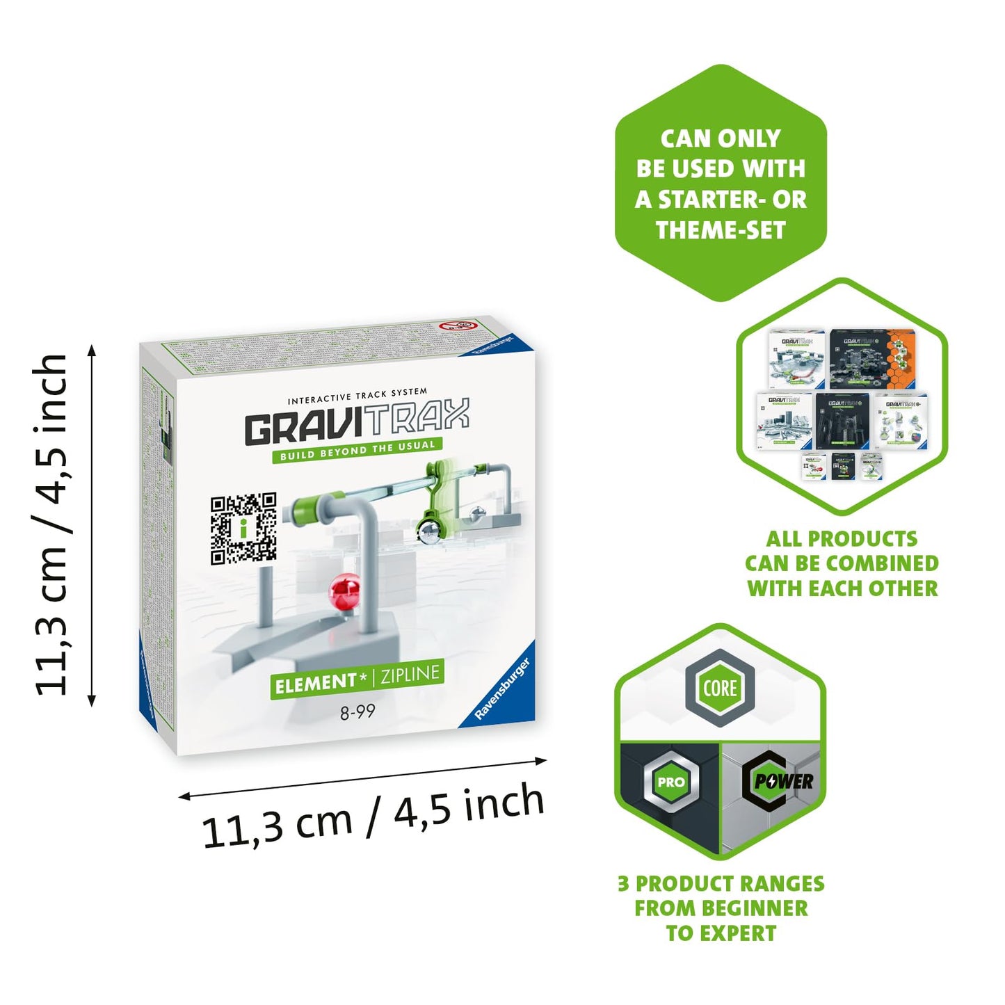 Ravensburger GraviTrax Element Zipline – Extend Distances, Connect Track Sections