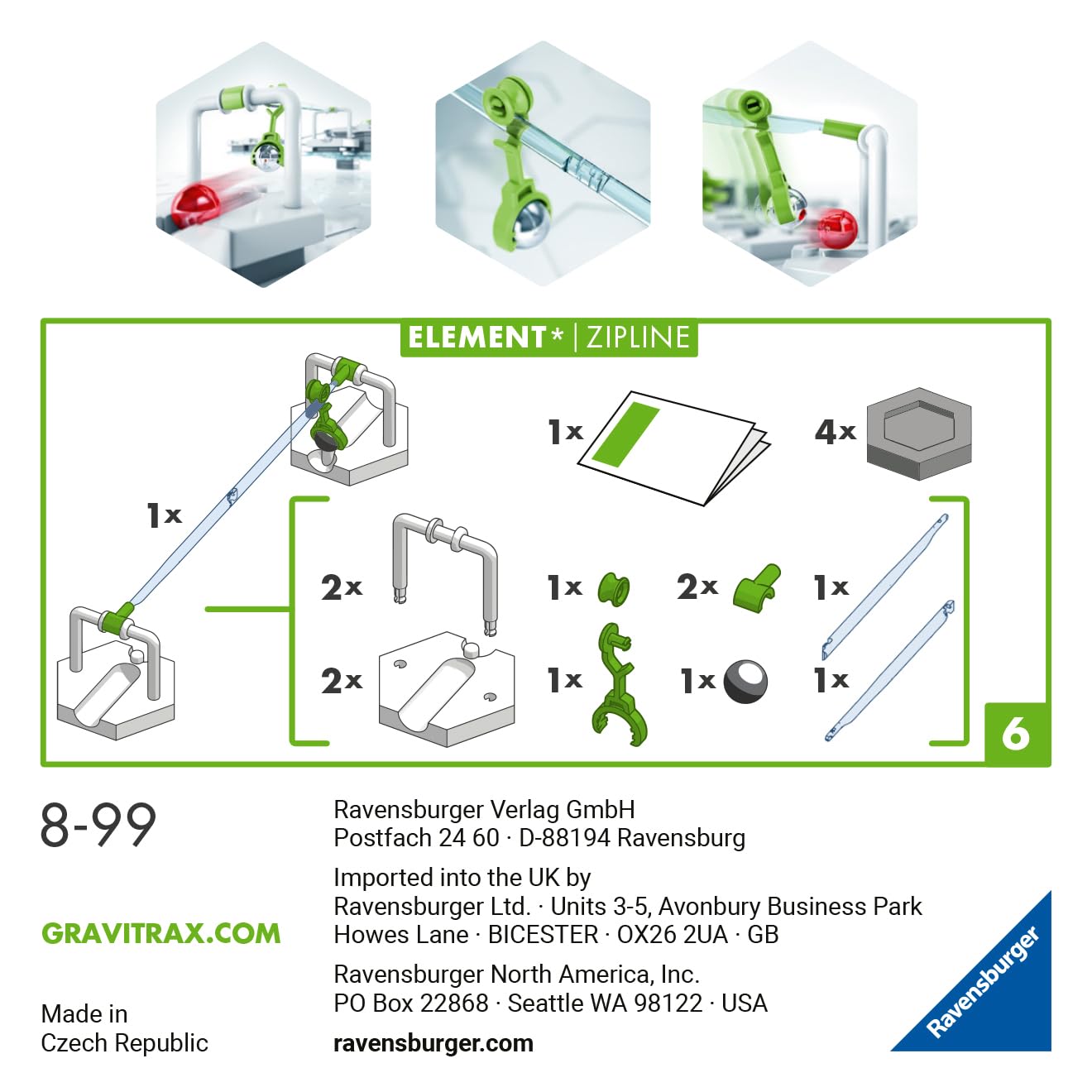 Ravensburger GraviTrax Element Zipline – Extend Distances, Connect Track Sections