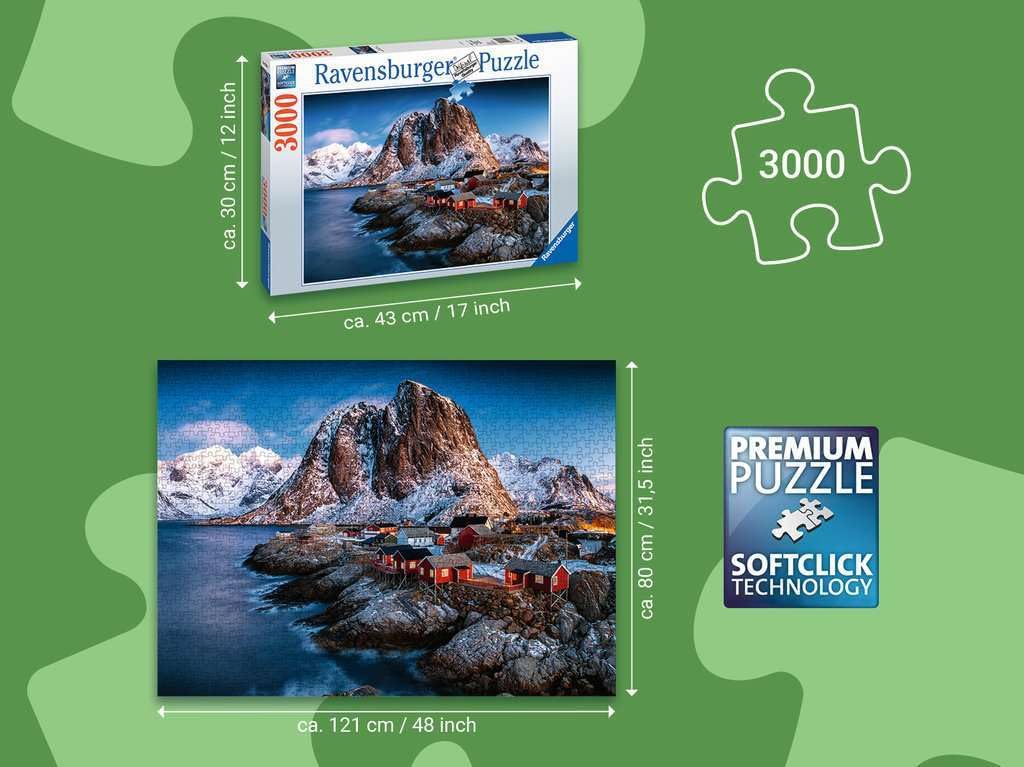 Ravensburger Hamnoy, Lofoten 3000-Piece Puzzle for Adults – Premium Interlocking Fit & Durable Blueboard