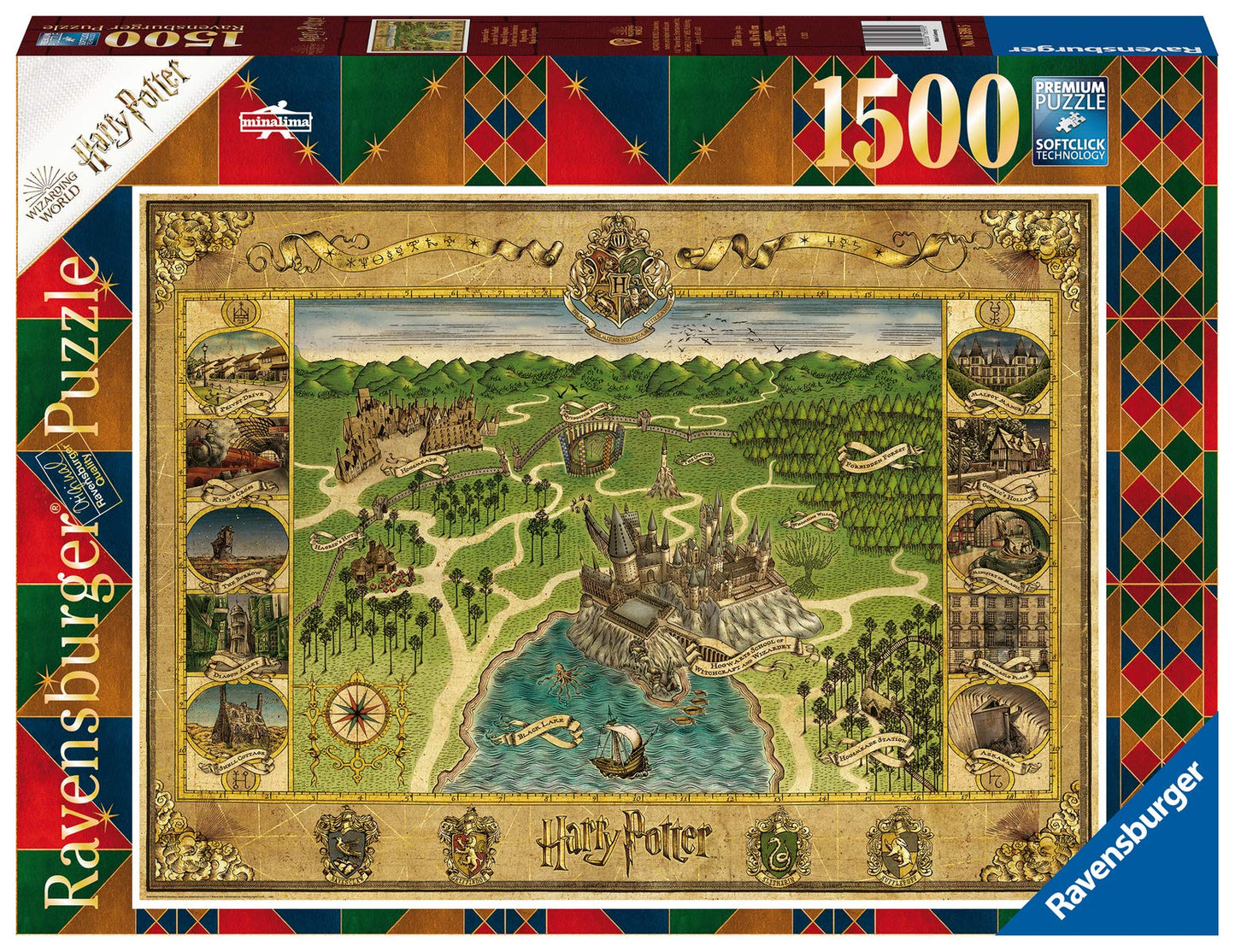 Ravensburger Hogwarts Map 1500-Piece Puzzle | Softclick Technology & Vibrant Imagery