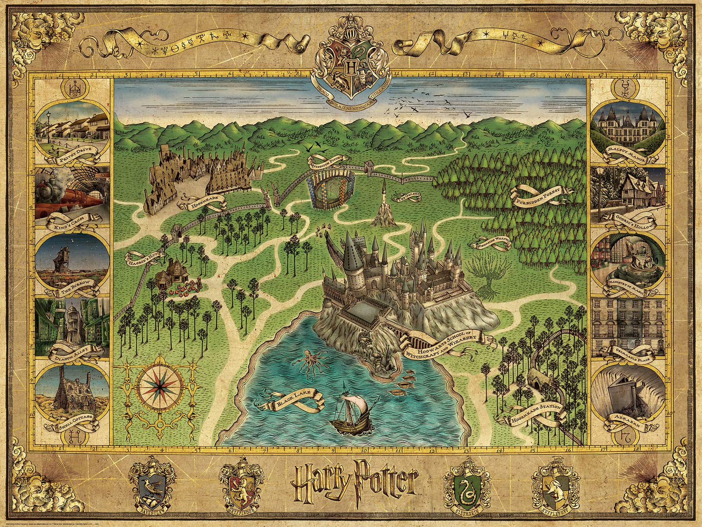 Ravensburger Hogwarts Map 1500-Piece Puzzle | Softclick Technology & Vibrant Imagery