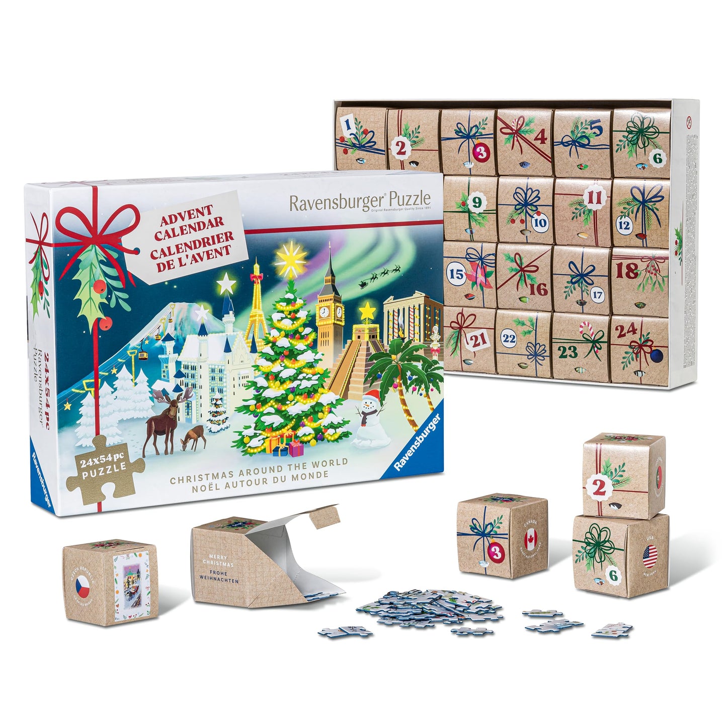 Ravensburger Holiday Puzzle Advent Calendar – 24 Mini Puzzles (1,000+ Pieces) with Unique Winter Scenes