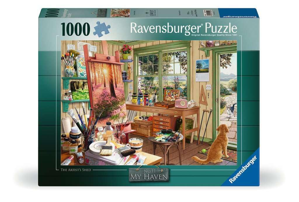 Ravensburger My Haven Artist's Shed 1000-Piece Puzzle | Unique Pieces, Softclick Technology, Eco-Friendly Materials