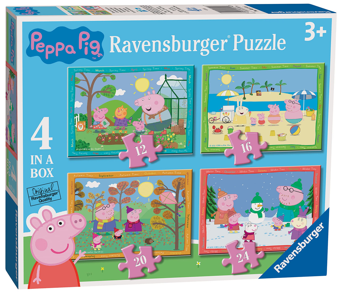 Ravensburger Peppa Pig Four Seasons Puzzles - 4-in-Box (12-24 Pieces) for Ages 3+