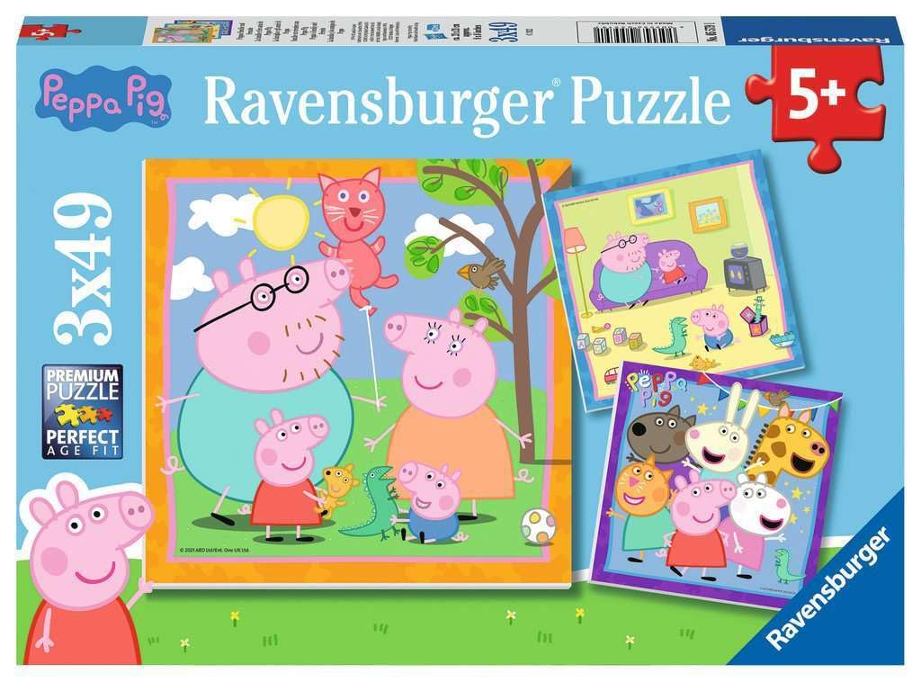 Ravensburger Peppa Pig Puzzle Set 3x49 Pieces | Family and Friends (Ages 5+)