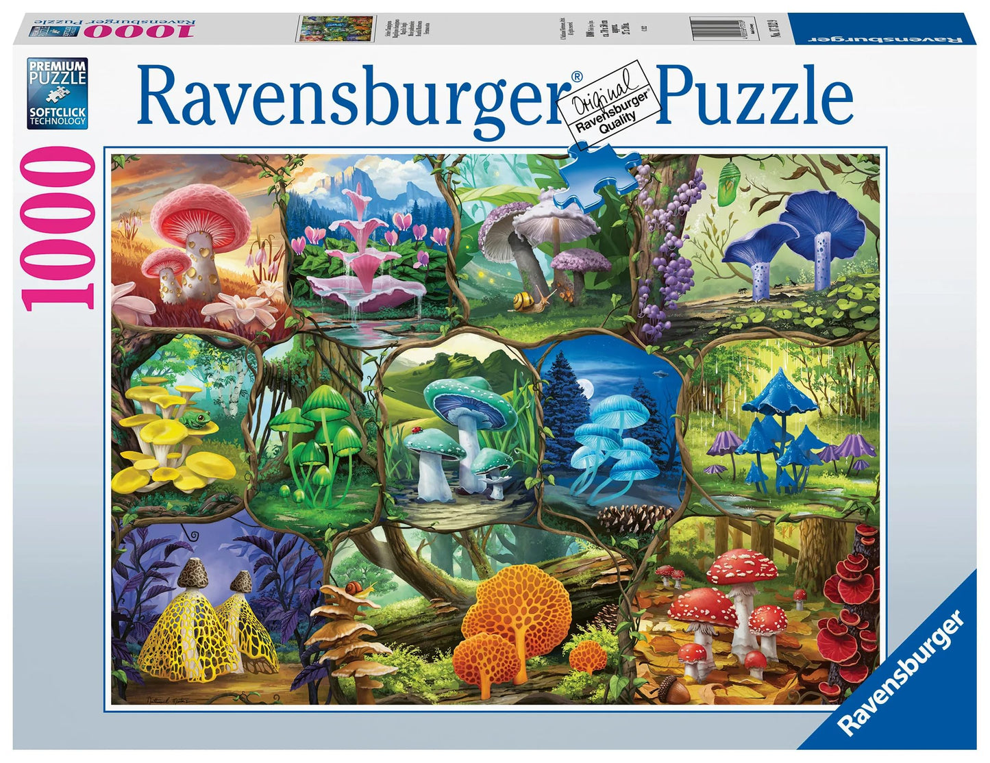 Ravensburger Beautiful Mushrooms 1000-Piece Puzzle for Adults | Unique Pieces, Softclick Interlock