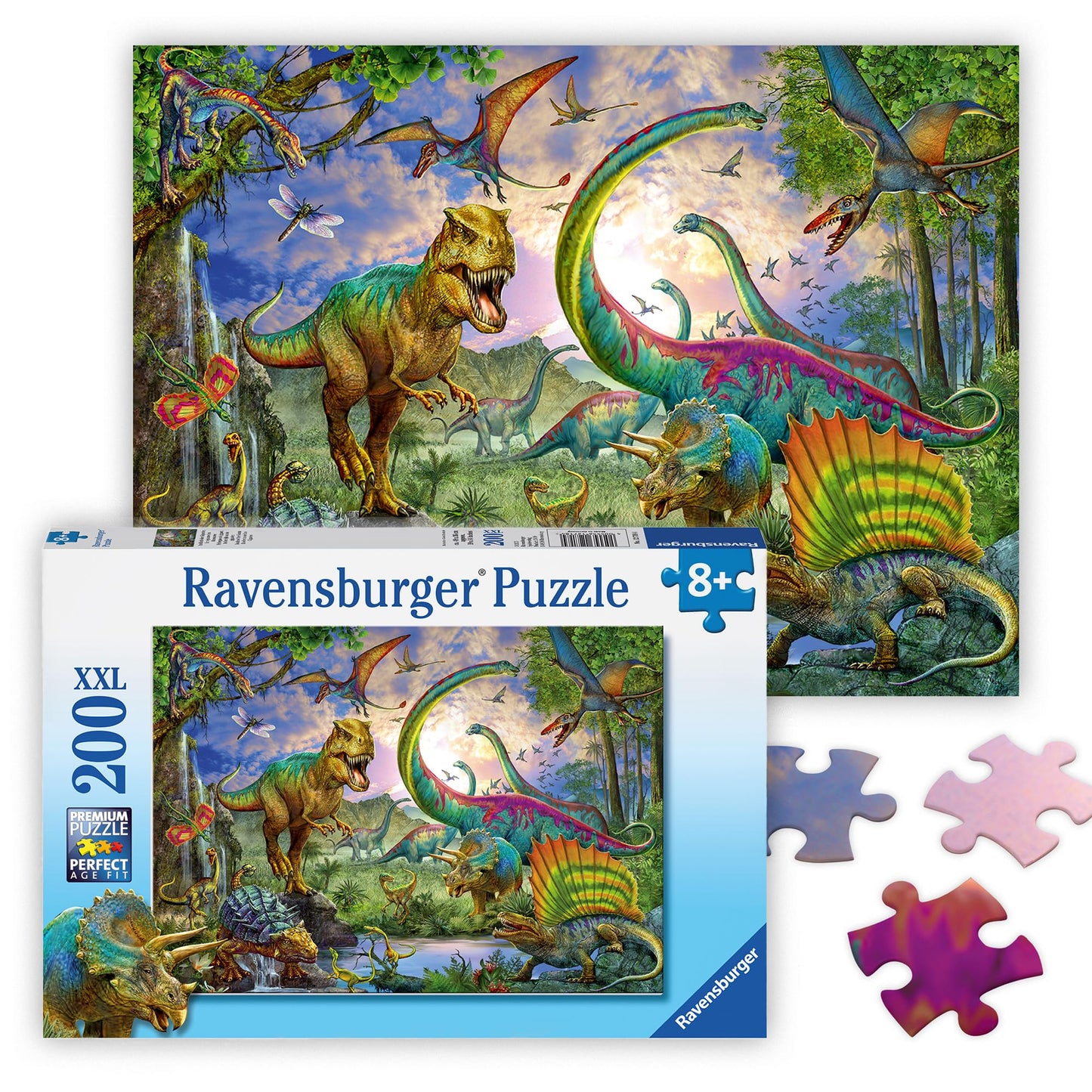 Ravensburger Realm of The Giants 200 Piece Jigsaw Puzzle – Dinosaur Imagery, Softclick, FSC, MESH Accredited | Ages 8+