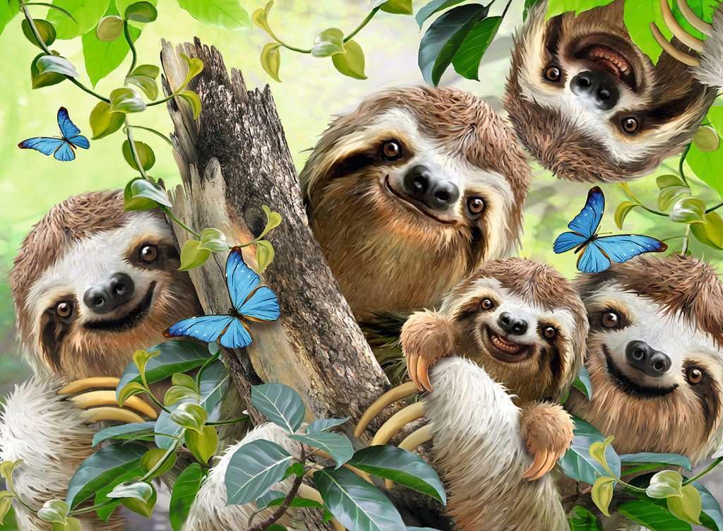 Ravensburger Sloth Selfie 500-Piece Jigsaw Puzzle – Softclick Fit, Howard Robinson Artwork