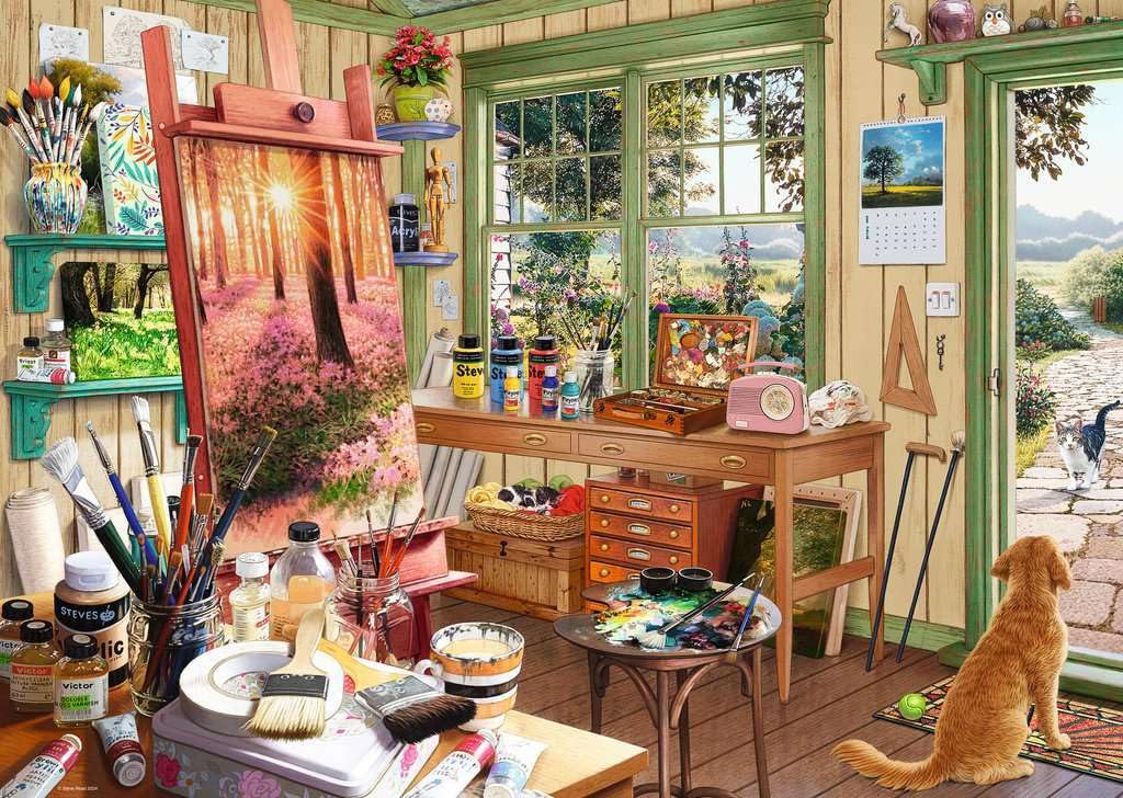 Ravensburger My Haven Artist's Shed 1000-Piece Puzzle | Unique Pieces, Softclick Technology, Eco-Friendly Materials