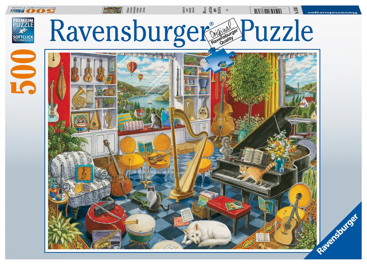 Ravensburger The Music Room – 500 Piece Jigsaw Puzzle for Adults | Softclick Technology & Ingrid Slyder Artwork