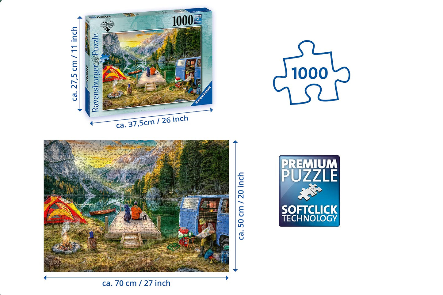 Ravensburger Calm Campsite Puzzle – 1000 Pieces, Softclick, FSC Certified (70 x 50 cm)