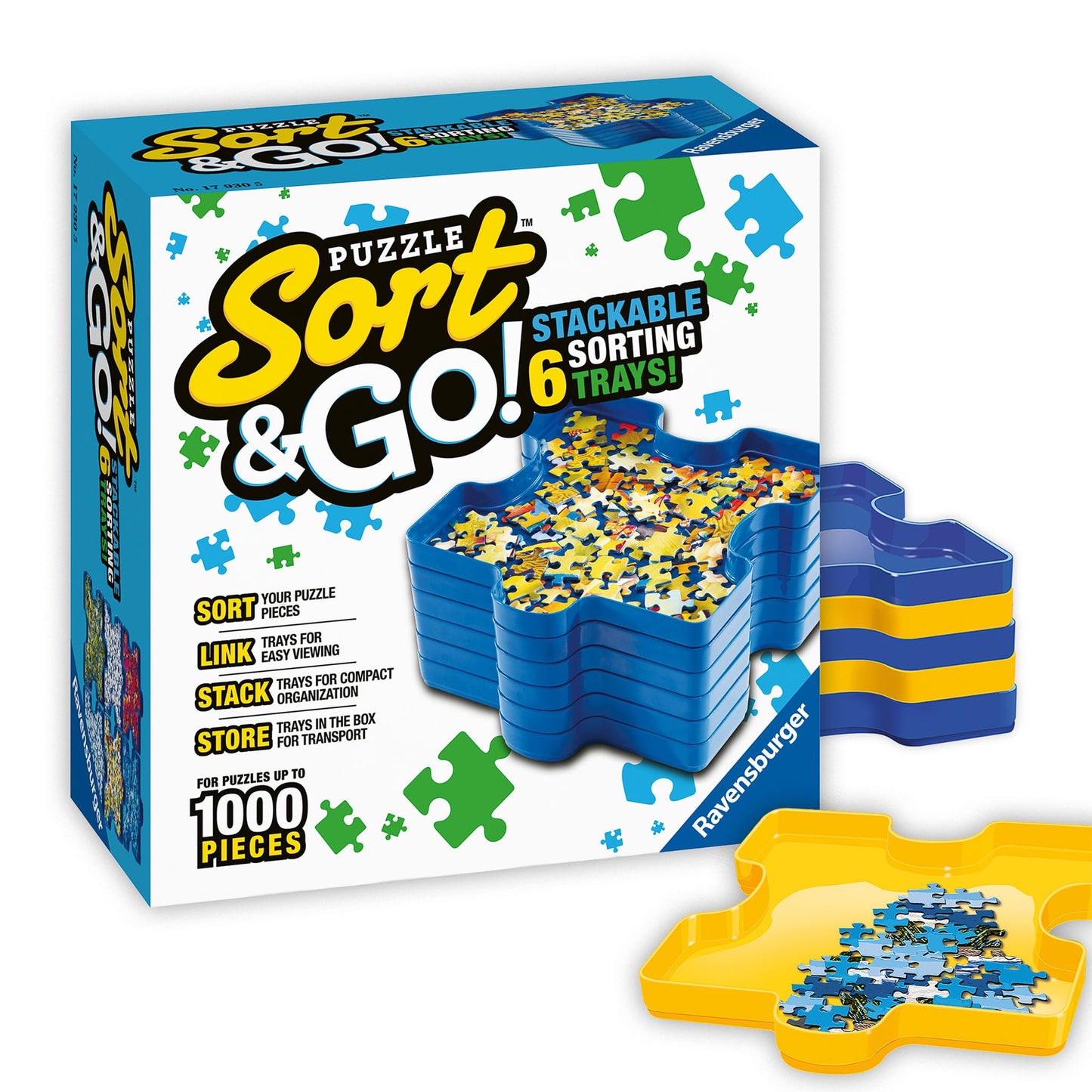 Ravensburger Sort and Go: Premium Six-Tray Jigsaw Puzzle Sorting Accessory (Up to 1000 Pieces)