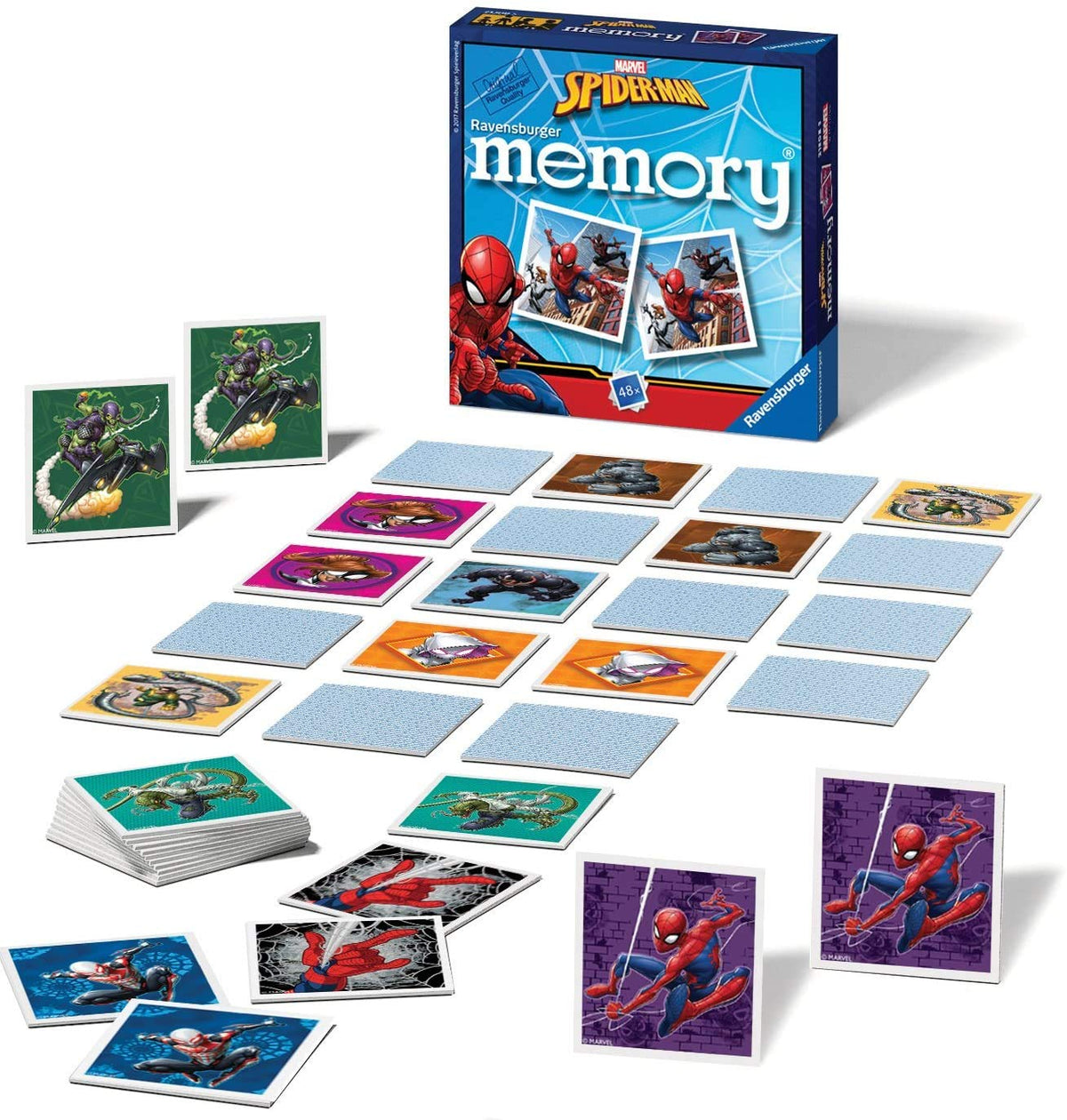 Ravensburger 21308 Spider-Man Mini Memory Game – 24 Pairs of Picture Matching for Kids 3+