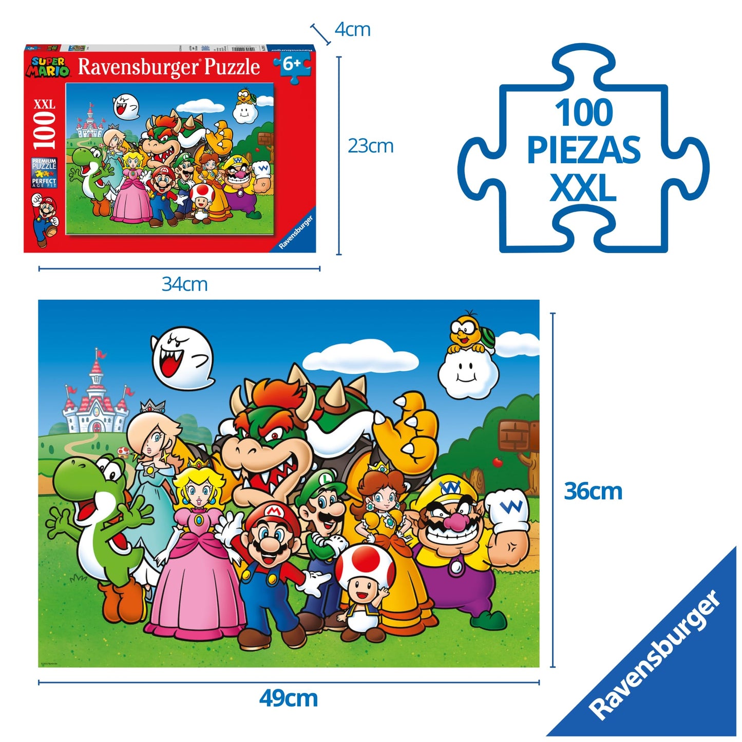 Ravensburger Super Mario 100-Piece XXL Puzzle for Kids 6+ | Large Pieces