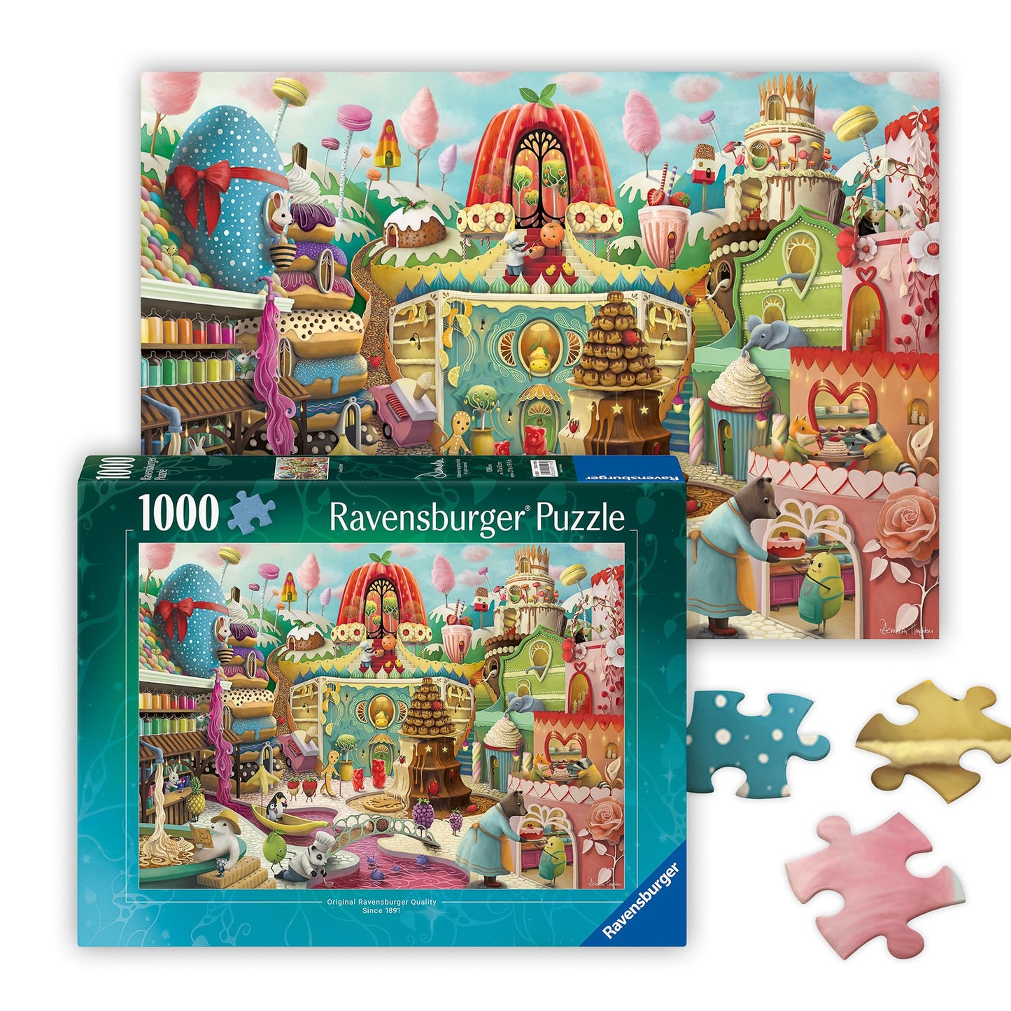 Ravensburger Sweet Street 1000-Piece Jigsaw Puzzle – Bold, Bright Animals & Treats