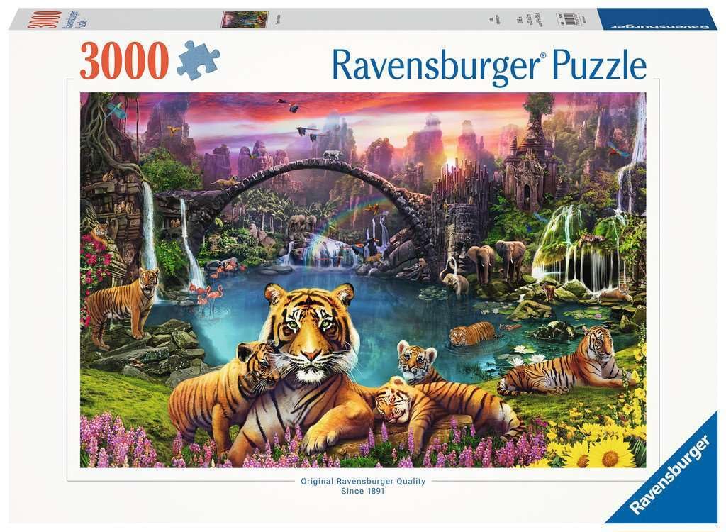 Ravensburger Tigers in Paradise 3000-Piece Jigsaw Puzzle – Premium, Frameable Artwork for Adults