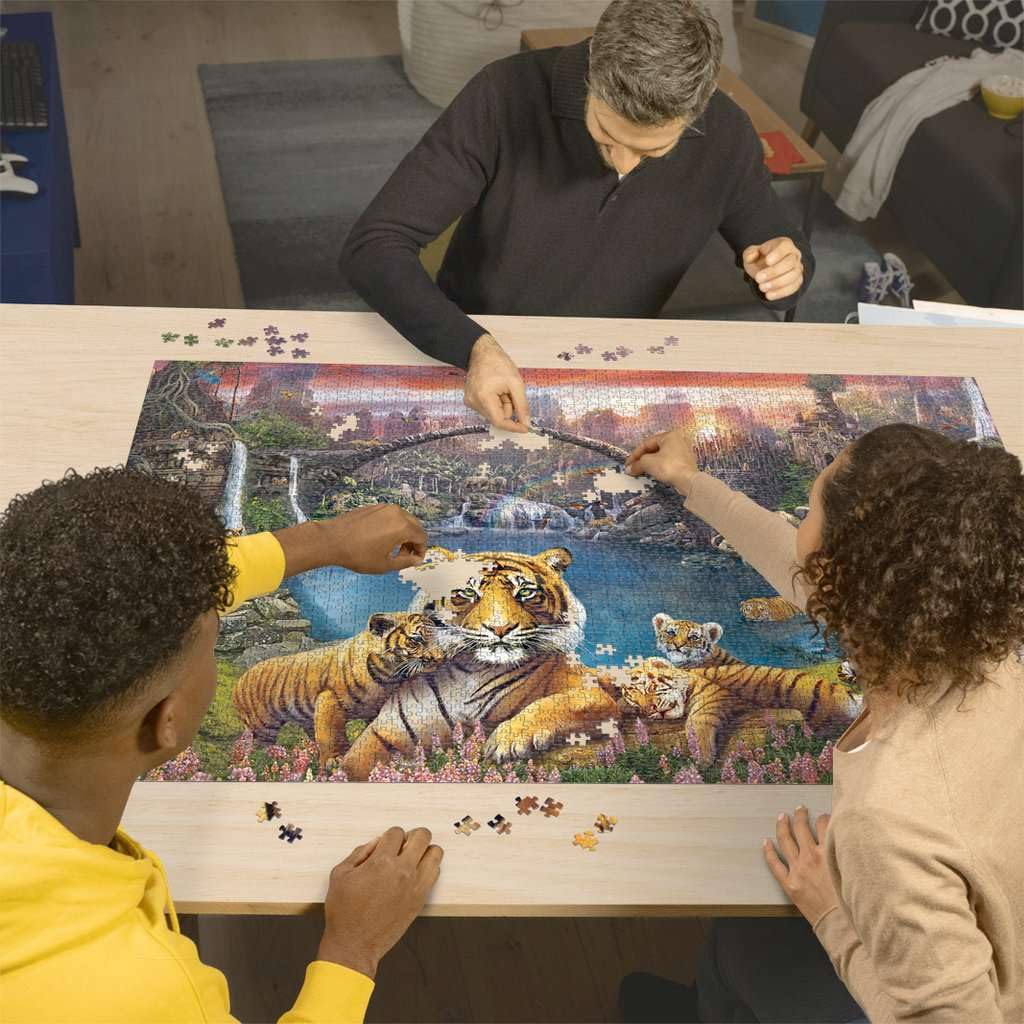 Ravensburger Tigers in Paradise 3000-Piece Jigsaw Puzzle – Premium, Frameable Artwork for Adults