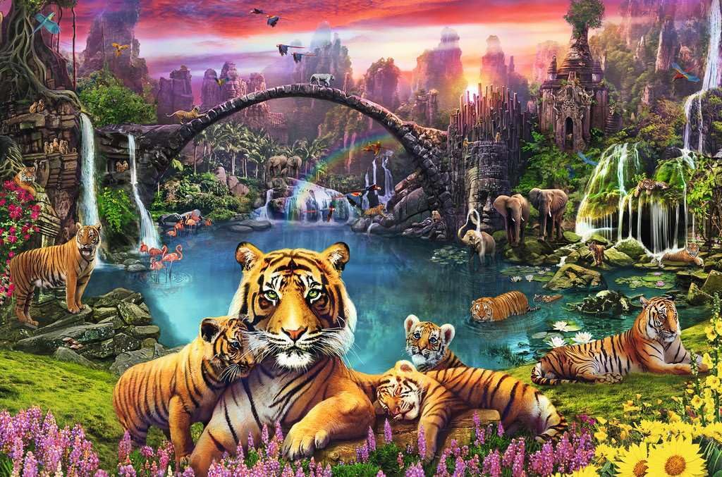 Ravensburger Tigers in Paradise 3000-Piece Jigsaw Puzzle – Premium, Frameable Artwork for Adults