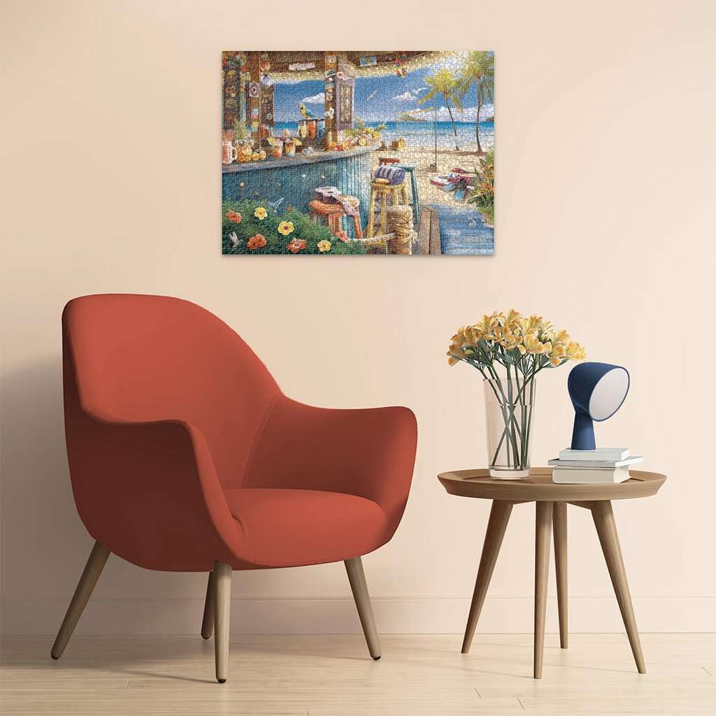Ravensburger Beach Bar Breezes 1500-Piece Puzzle | Vivid Tiki Bar on the Beach