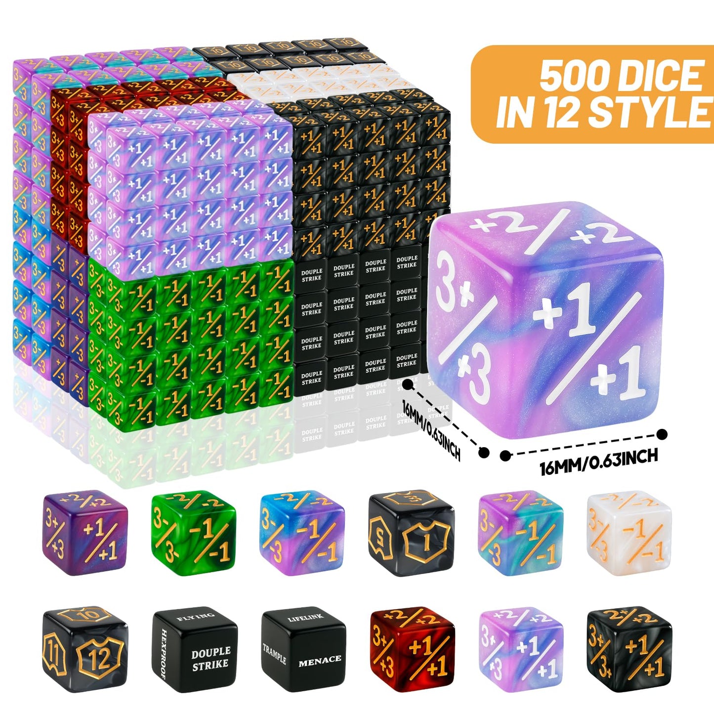 Ravonixis 500-Piece MTG Counter Set — Dice, Loyalty Counters & Tokens for MTG