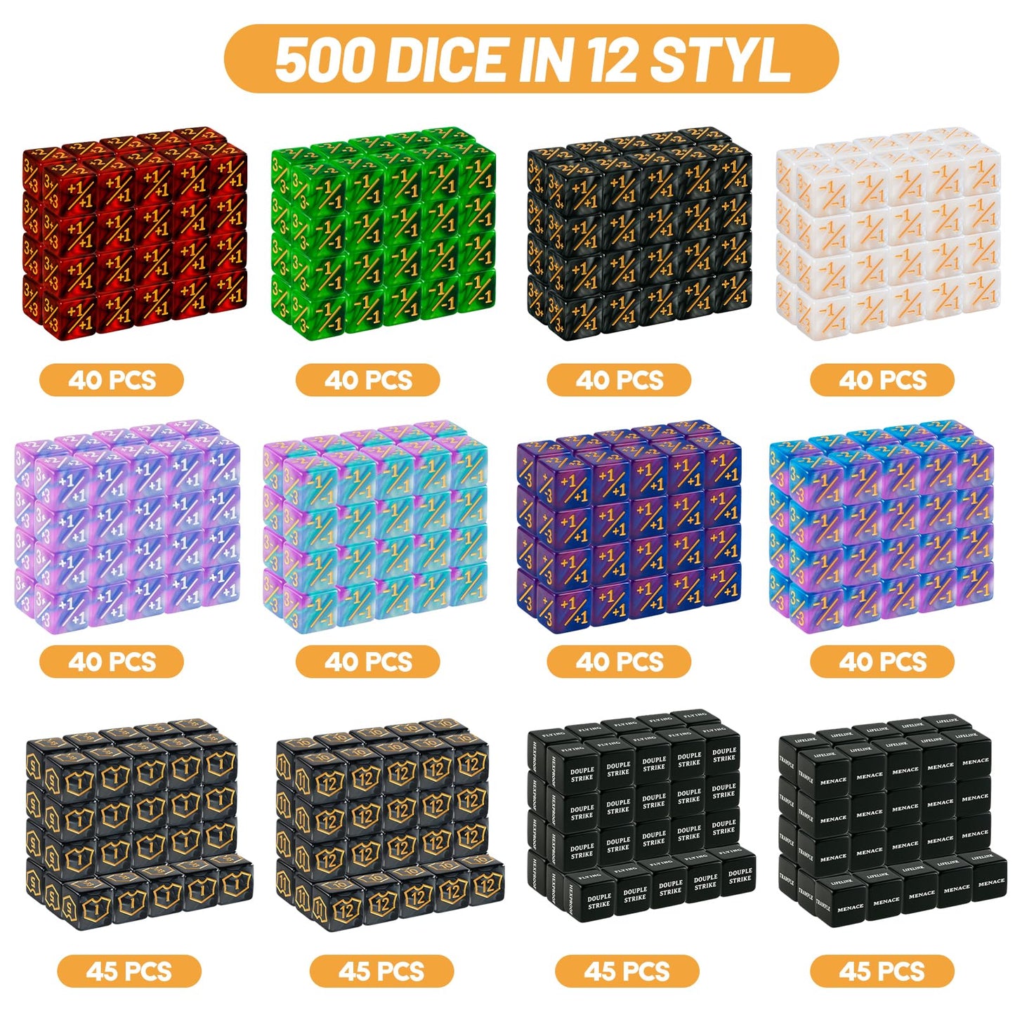 Ravonixis 500-Piece MTG Counter Set — Dice, Loyalty Counters & Tokens for MTG