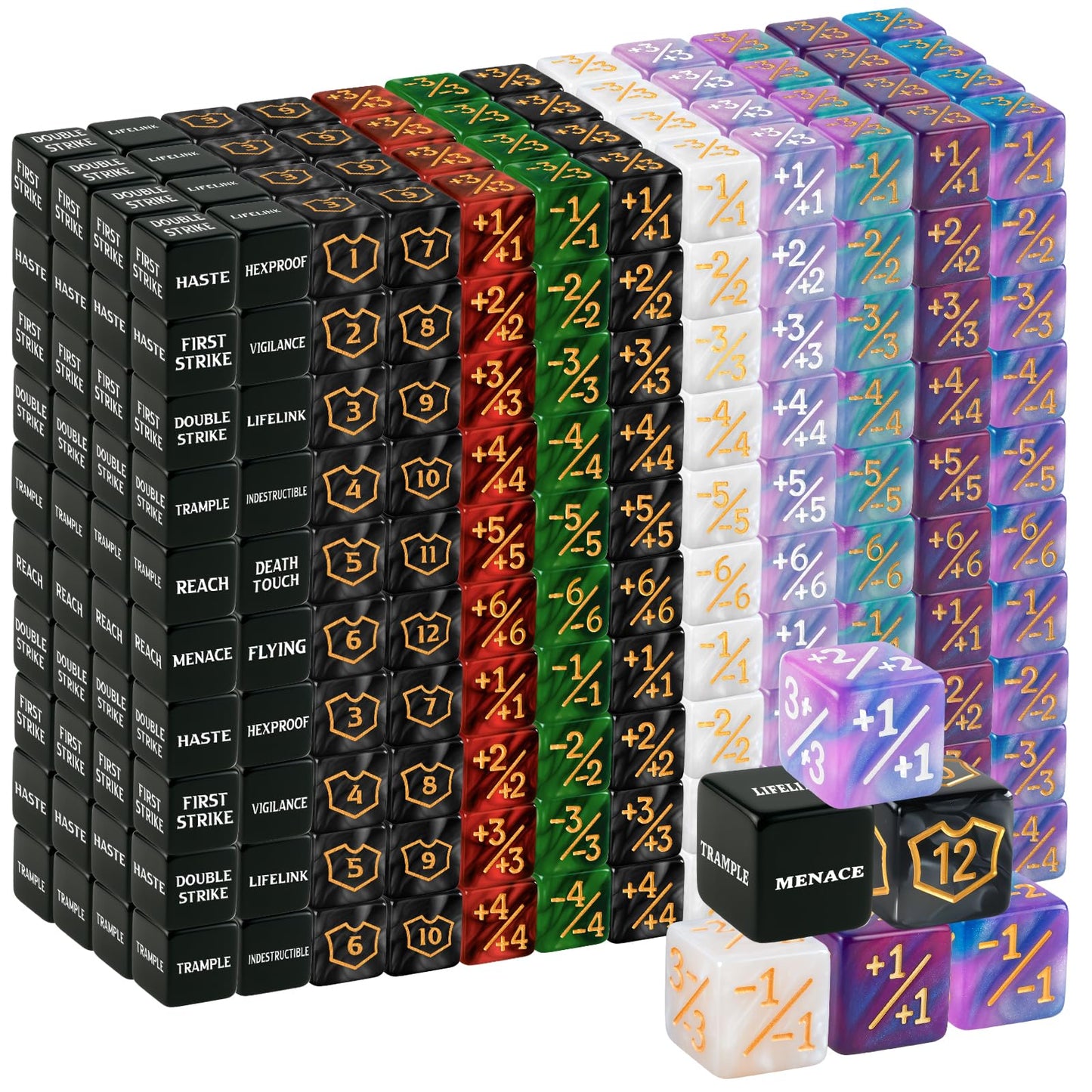 Ravonixis 500-Piece MTG Counter Set — Dice, Loyalty Counters & Tokens for MTG
