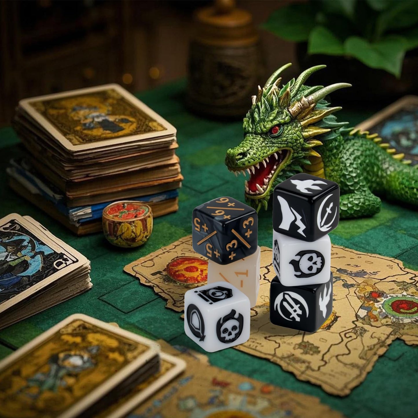 Ravonixis 48-Piece MTG Keywords Dice Set | Pattern Dice for Lifelink, Flying, Haste