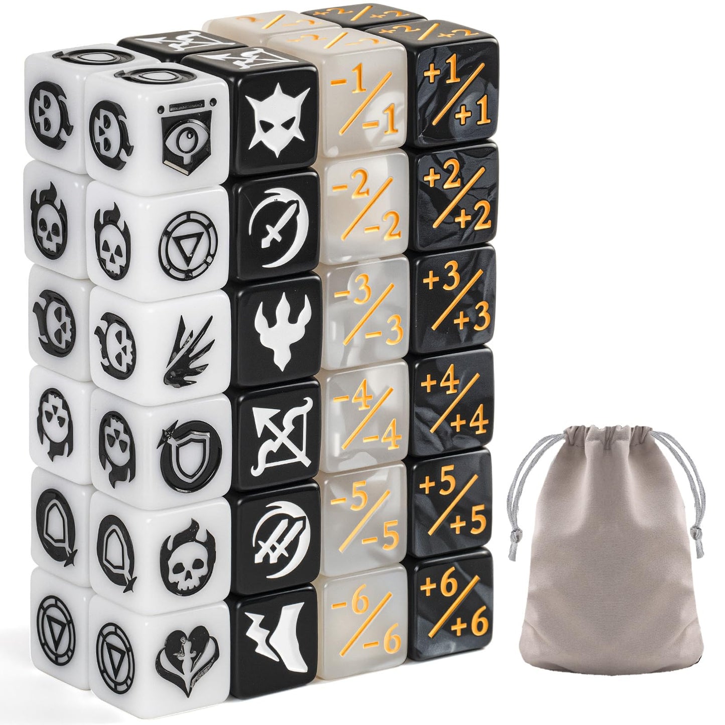 Ravonixis 48-Piece MTG Keywords Dice Set | Pattern Dice for Lifelink, Flying, Haste