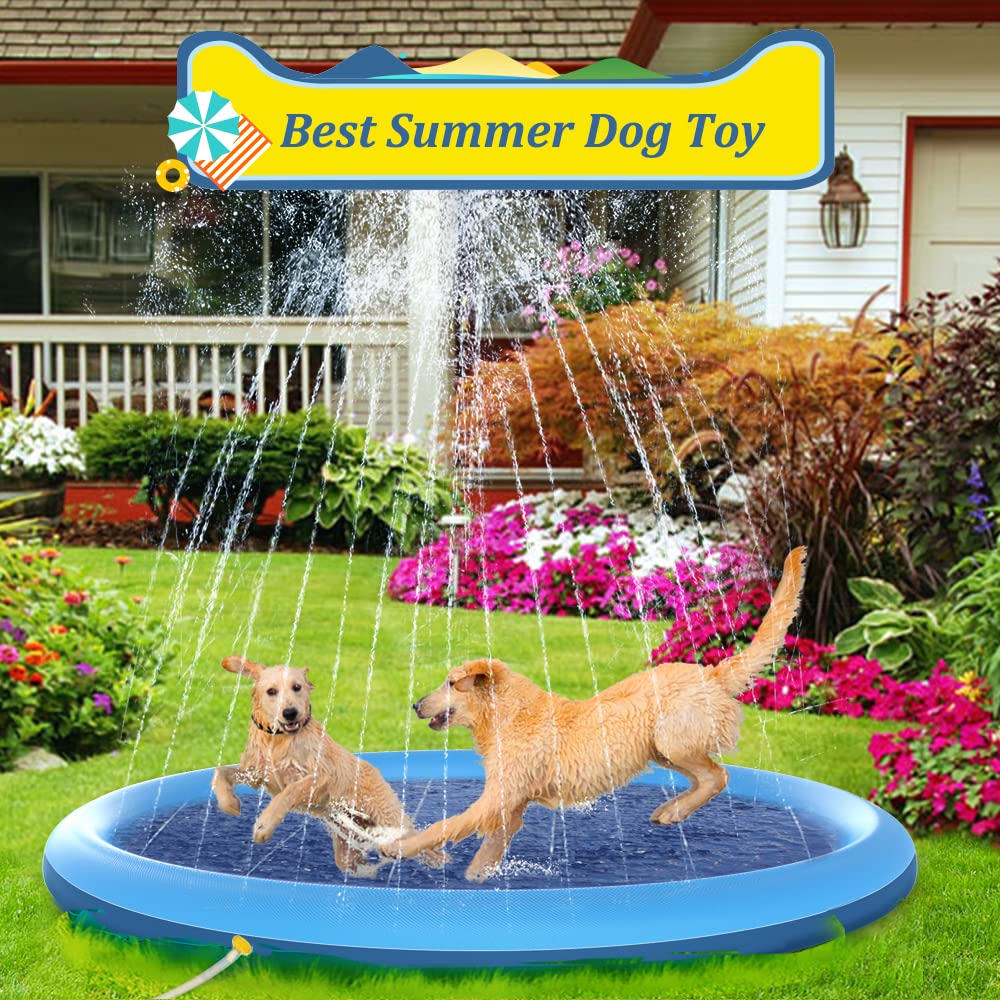 Raxurt 87in Anti-Slip Dog Splash Pad | 0.55mm Thick Durable PVC Water Play Mat