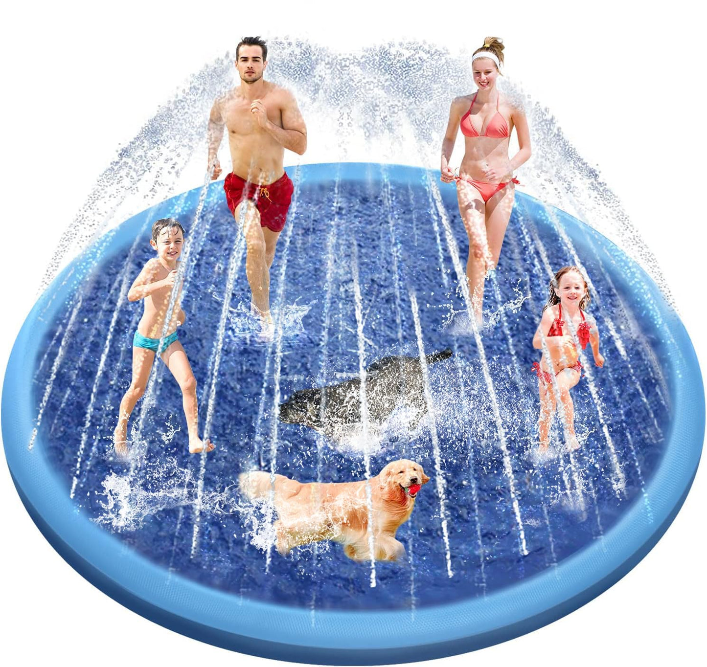 Raxurt Splash Pad 118'' – Non-Slip Kids & Dogs Pool, 0.55mm Thick