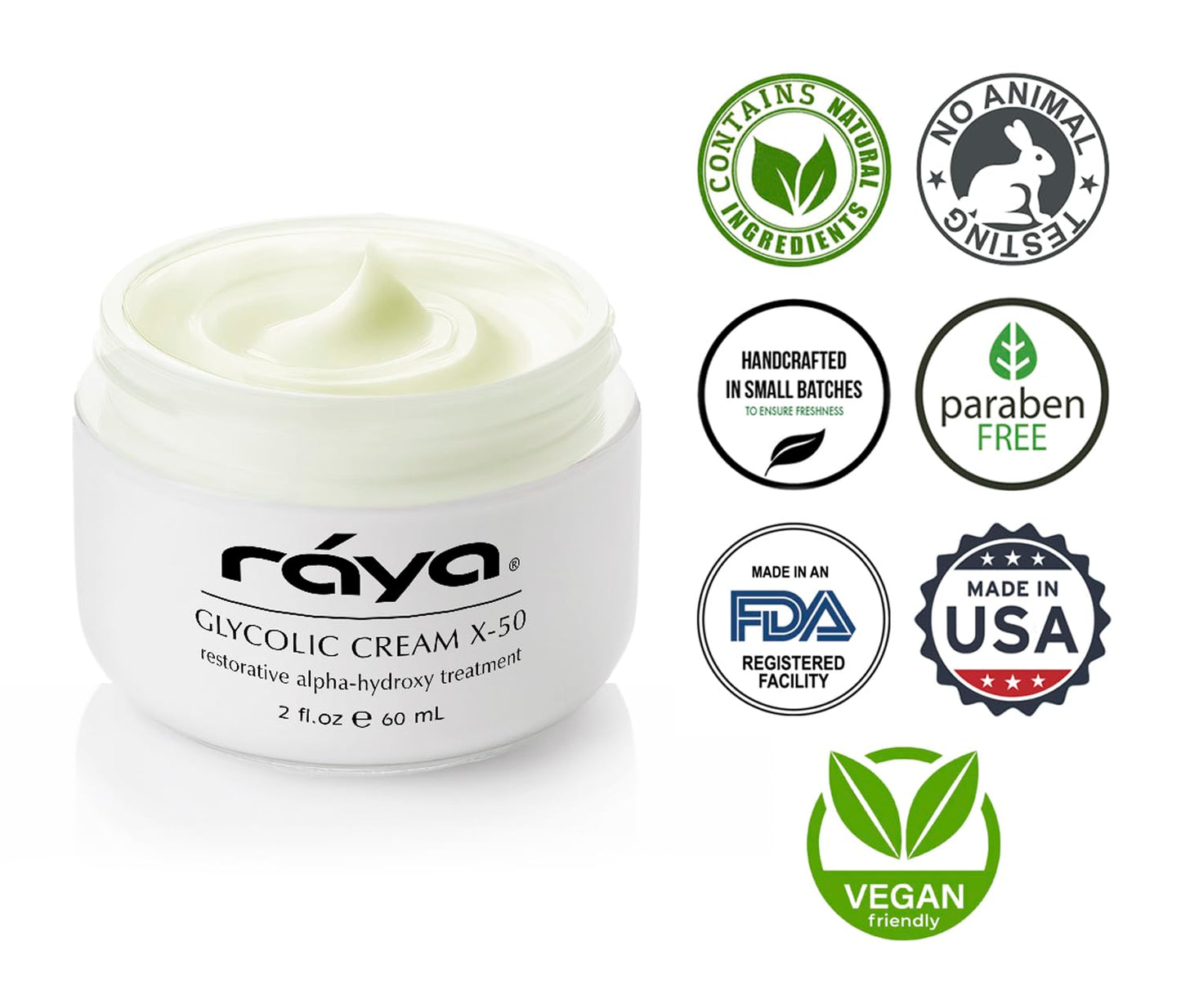 RAYA Glycolic Cream X-50 with AHA (G-329) – Exfoliating Facial Treatment for Aging Skin | Reduces Lines & Wrinkles | Made in USA
