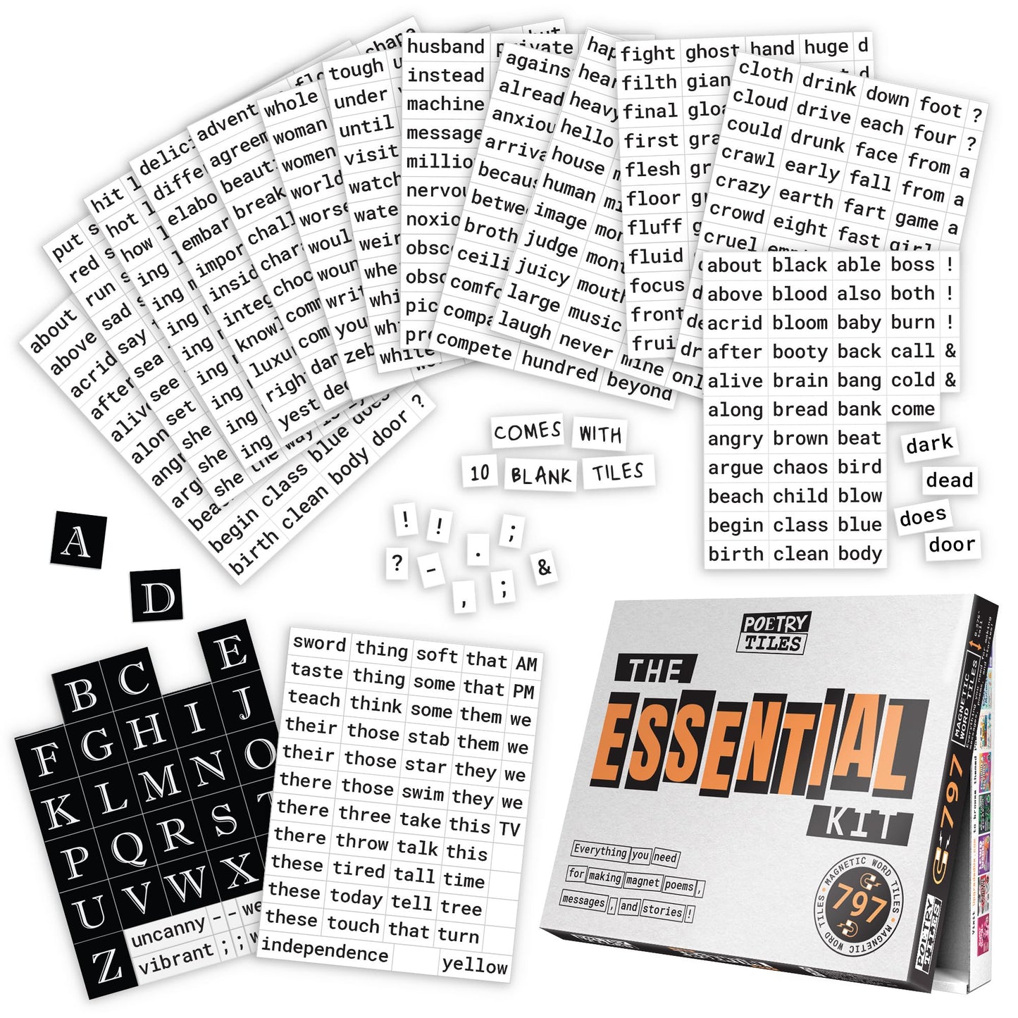 Rayliad Essential Kit of Word Magnets – 797 Fridge Poetry Tiles for Creative Expression