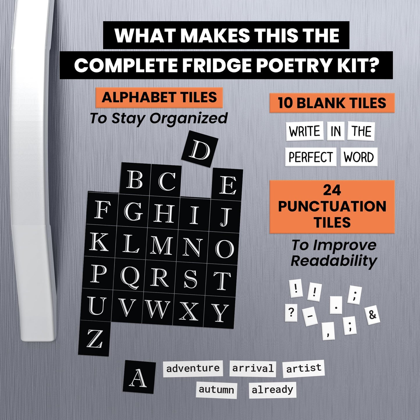 Rayliad Essential Kit of Word Magnets – 797 Fridge Poetry Tiles for Creative Expression