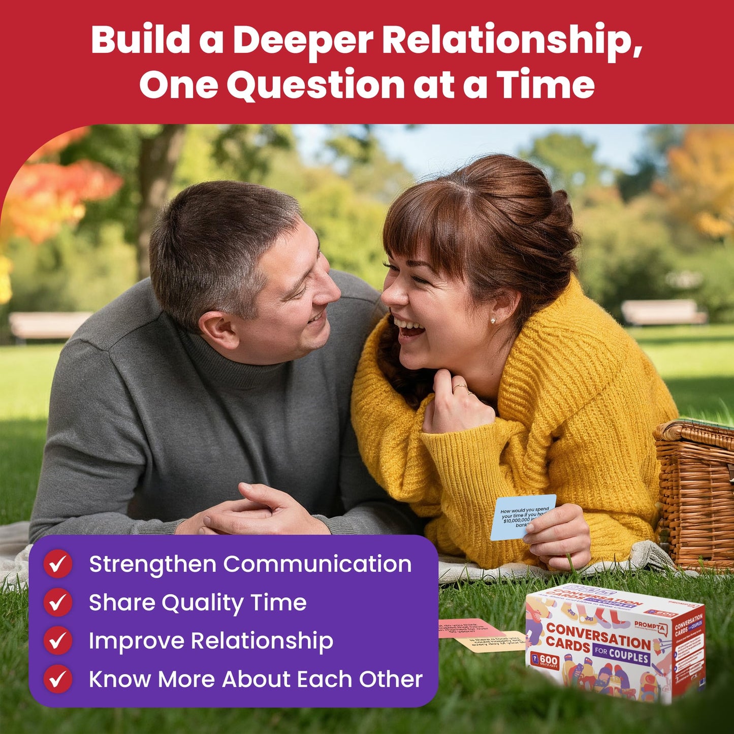 Rayliad Prompta 600 Conversation Cards for Couples – Deep, Light & Medium Questions for Connection