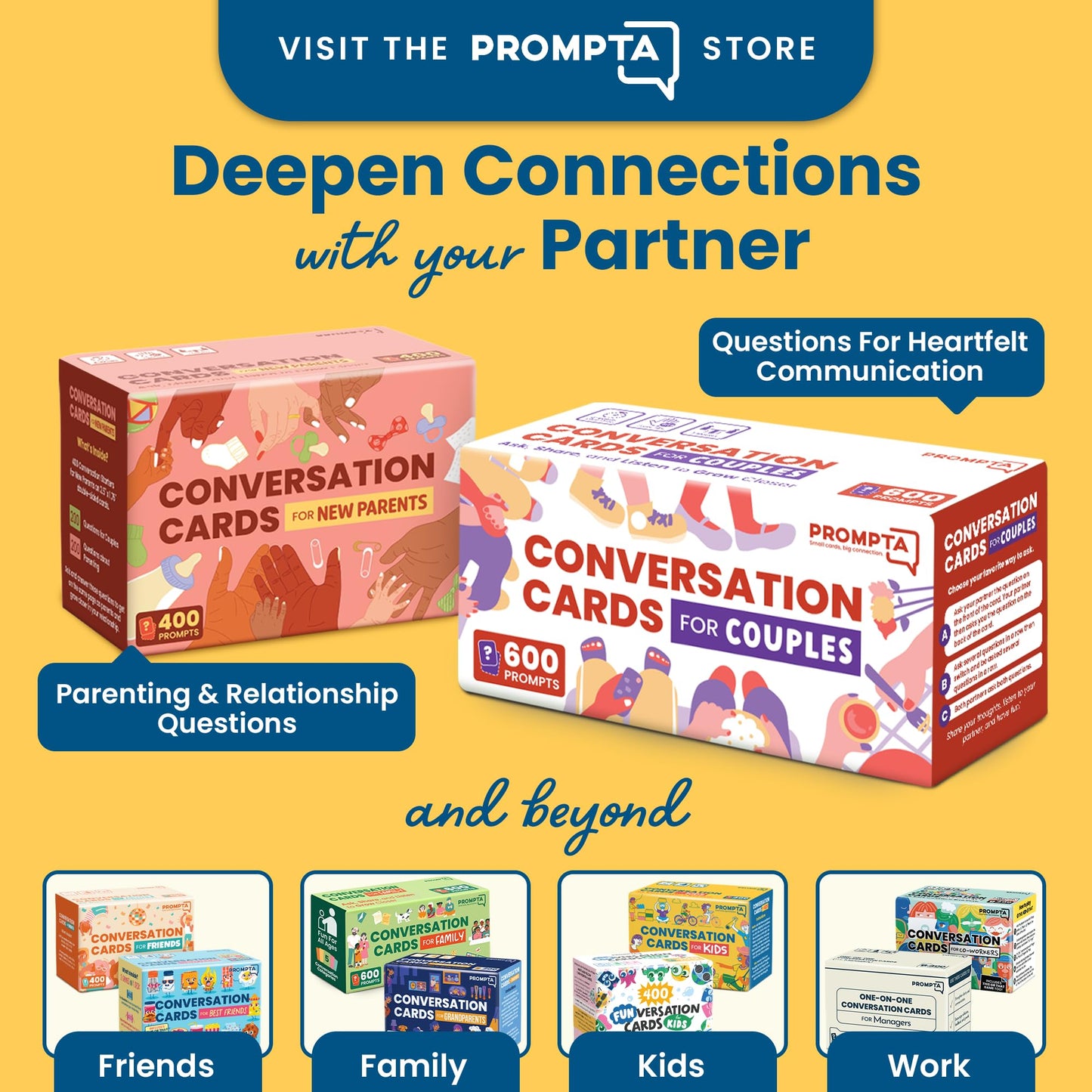Rayliad Prompta 600 Conversation Cards for Couples – Deep, Light & Medium Questions for Connection