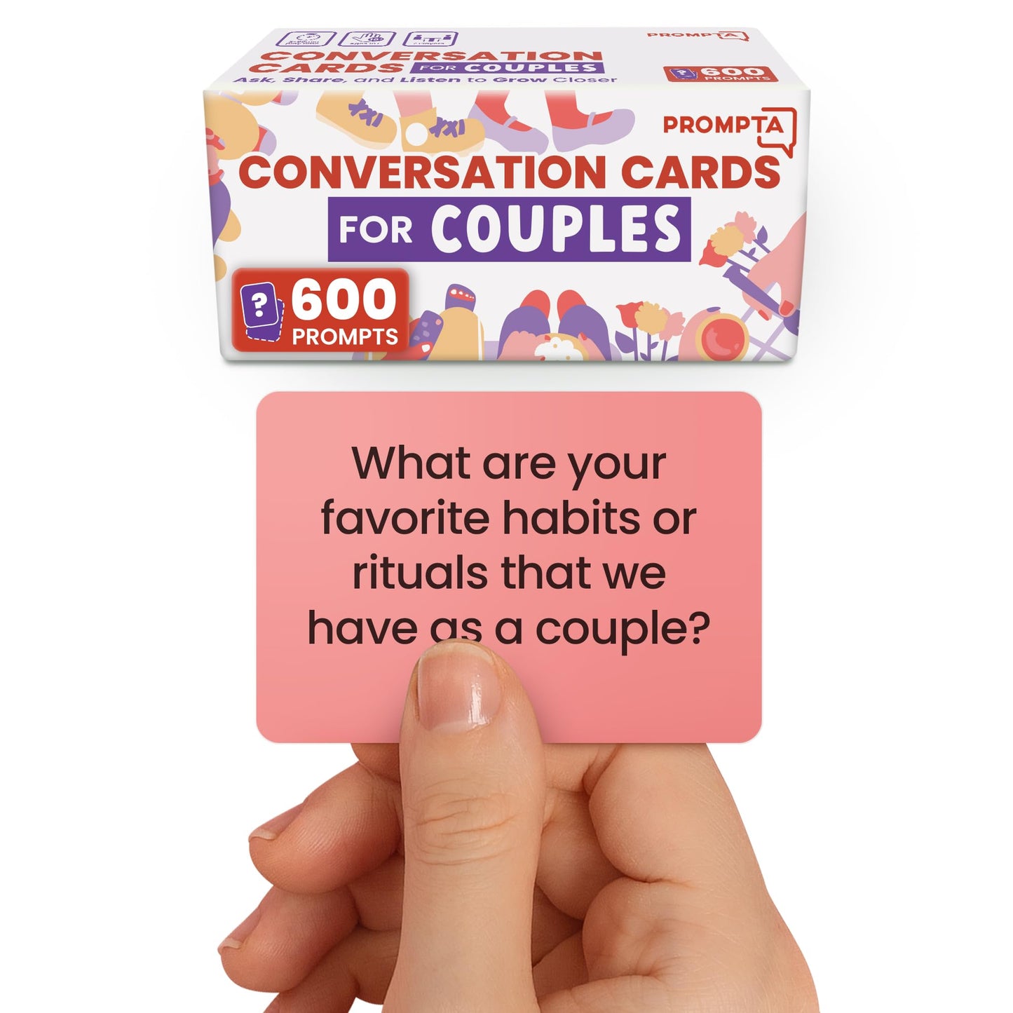 Rayliad Prompta 600 Conversation Cards for Couples – Deep, Light & Medium Questions for Connection