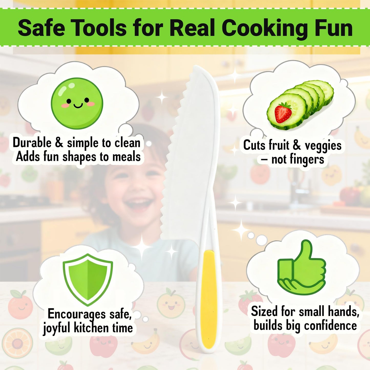 Raymeer 7-Pcs Kids Knife Set for Real Cooking — Toddler Montessori Kitchen Tools