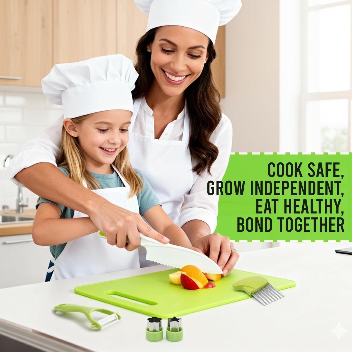 Raymeer 7-Pcs Kids Knife Set for Real Cooking — Toddler Montessori Kitchen Tools