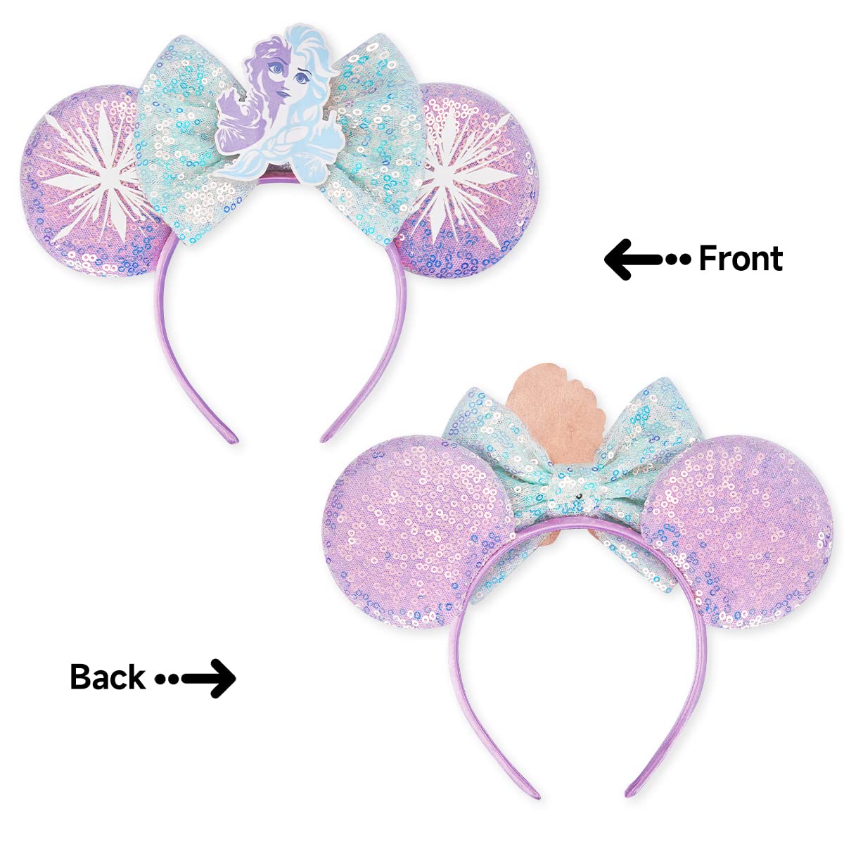 RAZKO Mouse Ears Headband – Sequin Minnie Ears, One Size, 16 Colors