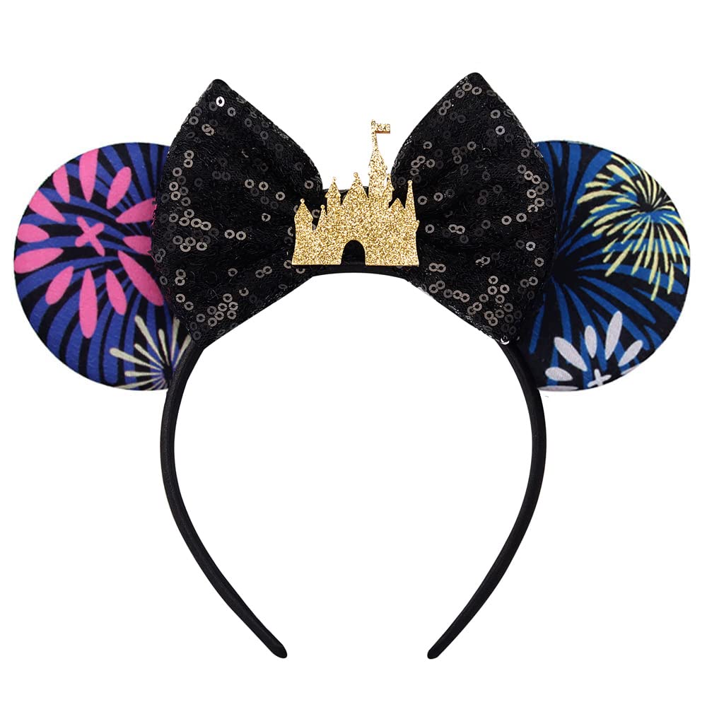 RAZKO Mouse Ears Headband – Black Castle Sequin Ears for Women & Girls