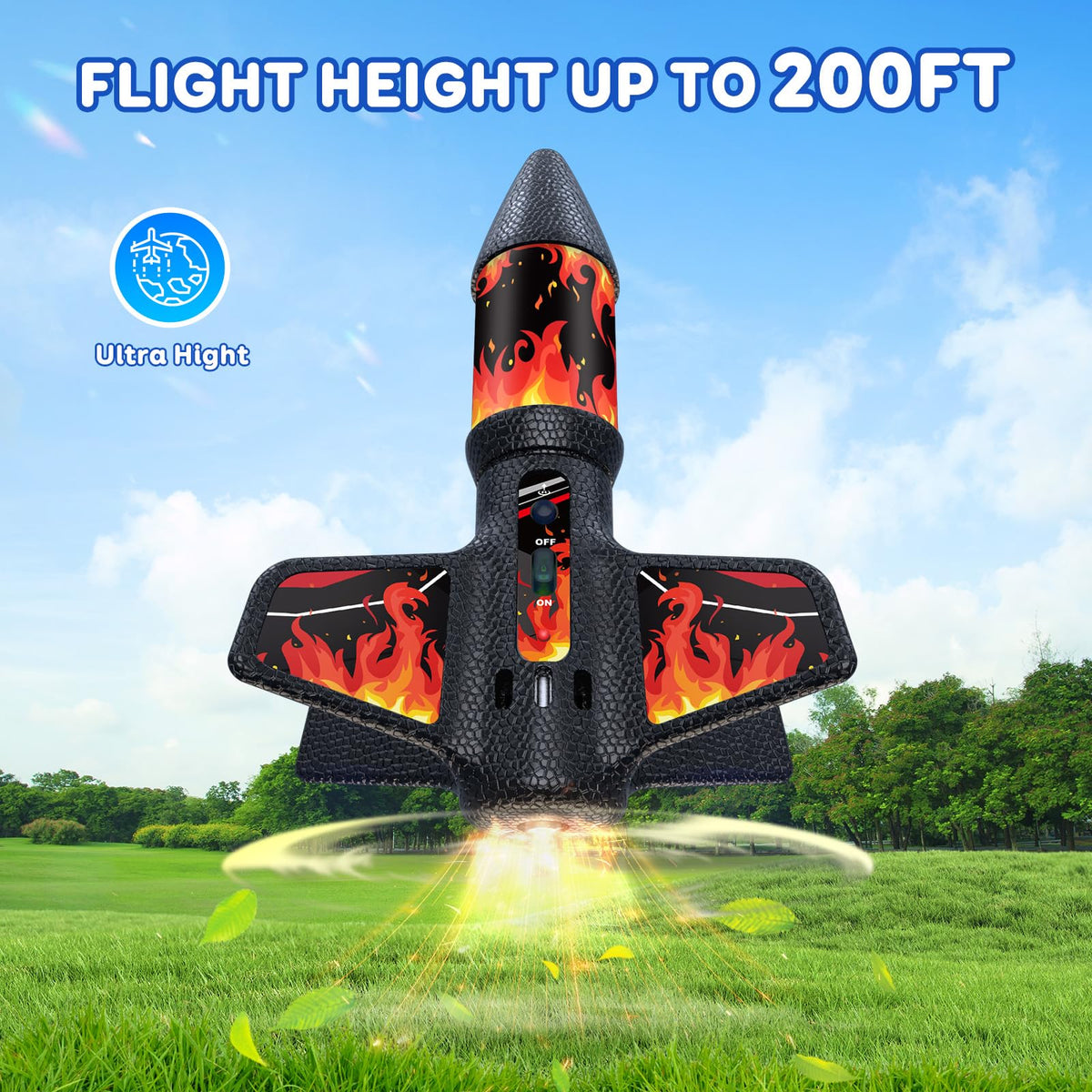 Rceico Rocket Launcher – Up to 170 ft Altitude Outdoor Rocket Kit with Night Lights, Rechargeable Launch Set for Kids 8-12