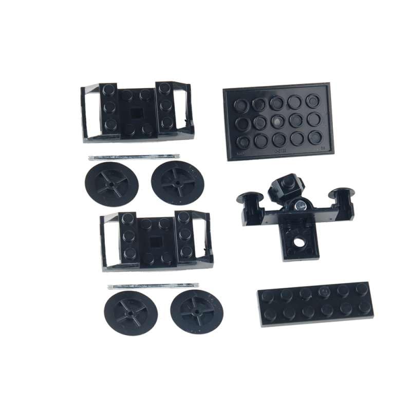 RCmall MOC City Creative Building Set – Train Base Wheels, Low-Loader Truck & Railway Tracks DIY Kit (2 PCS)