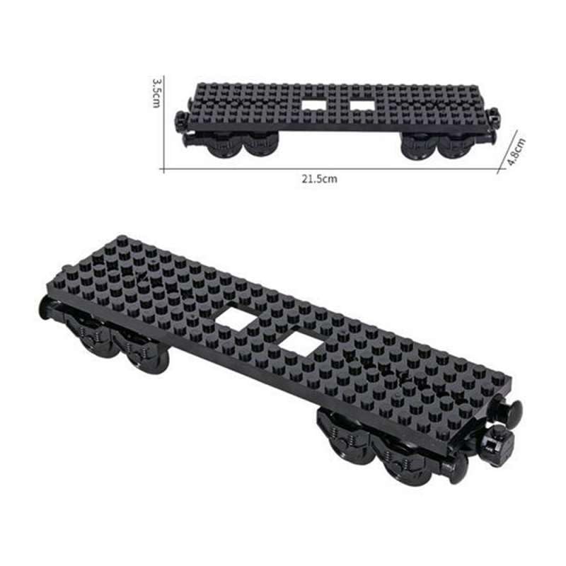 RCmall MOC City Creative Building Set – Train Base Wheels, Low-Loader Truck & Railway Tracks DIY Kit (2 PCS)
