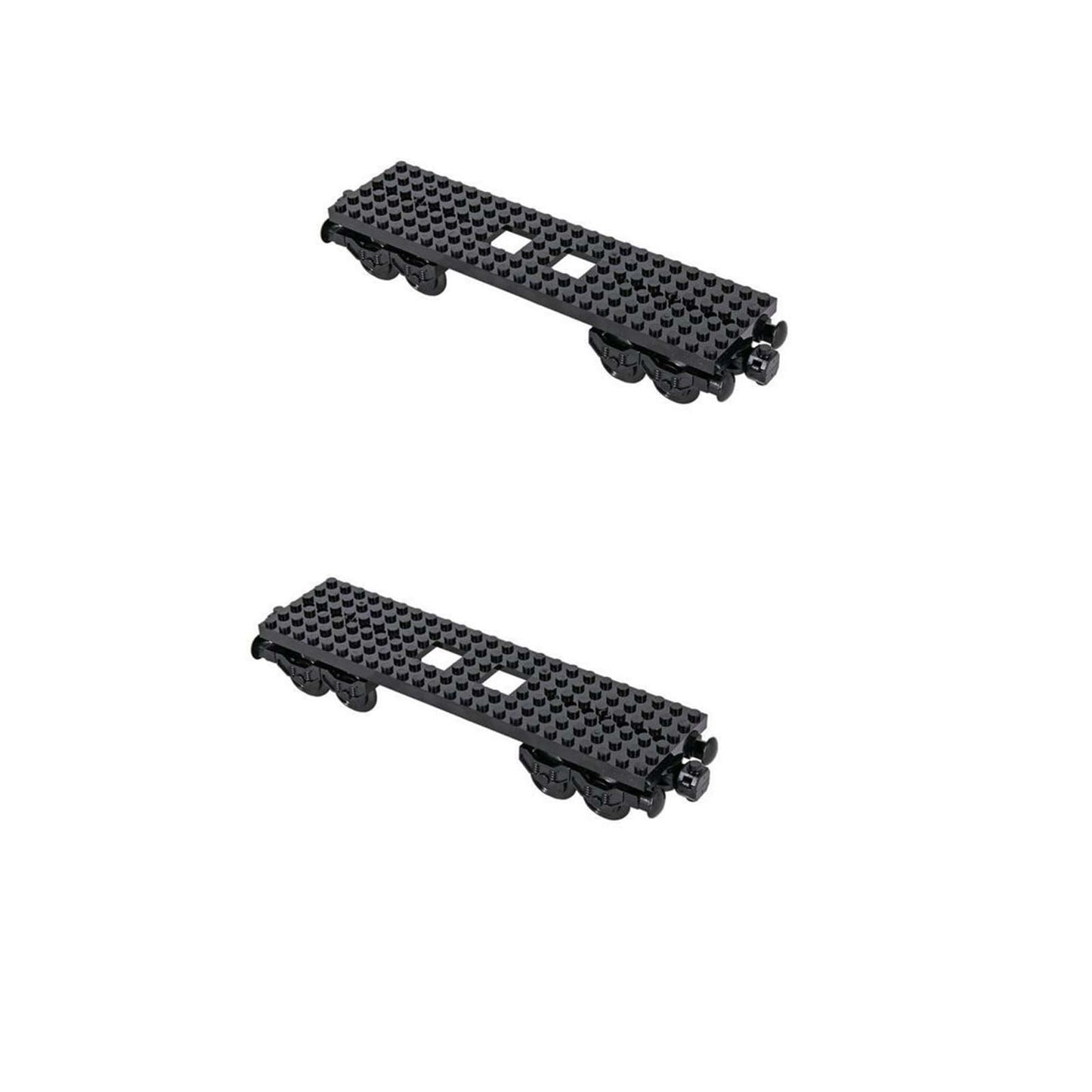 RCmall MOC City Creative Building Set – Train Base Wheels, Low-Loader Truck & Railway Tracks DIY Kit (2 PCS)