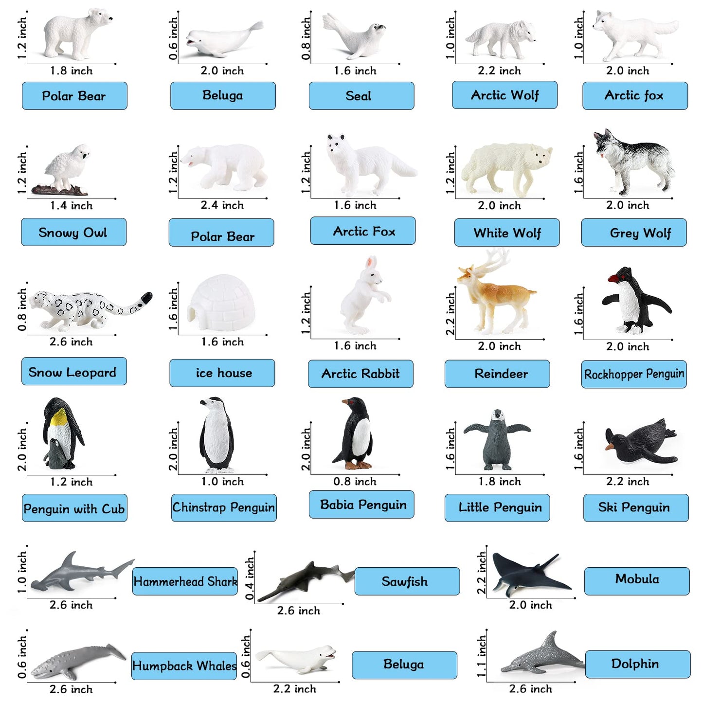 RCOMG 26pcs Arctic Animal Figurines — Realistic Polar Bear, Caribou, Penguin & Arctic Wolf | Educational Mini Figures