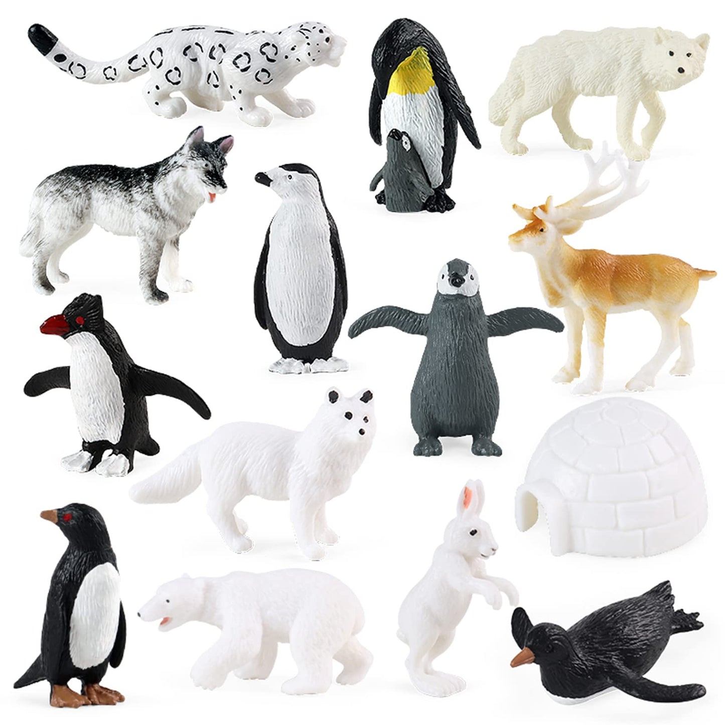RCOMG Arctic Animals Figures – 14-Piece Mini Polar Animal Toy Set
