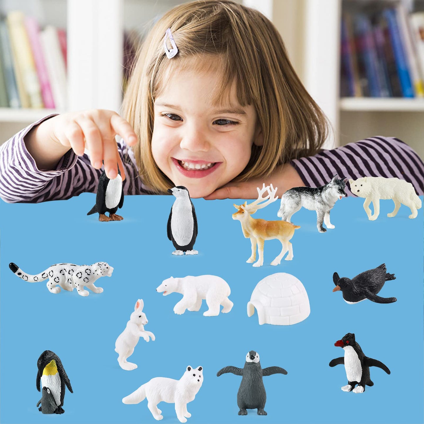RCOMG Arctic Animals Figures – 14-Piece Mini Polar Animal Toy Set